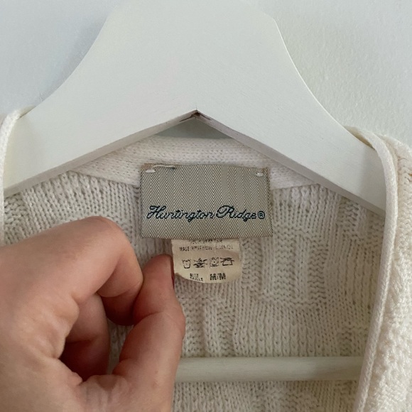 70s/80s Off White 'Grandpa' Style  Knit Sweater Vest - S-M - Picture 4 of 6